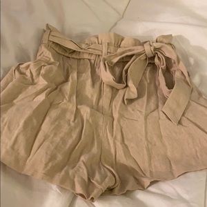 Paper bag shorts with bow belt
